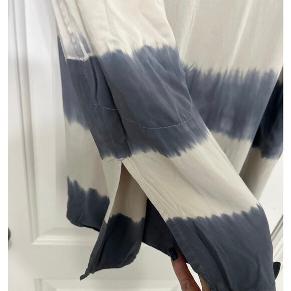 J Jill Pure Jill Blue White Tie Dye Print V Neck Longline Tunic Blouse Top XL - Picture 7 of 13